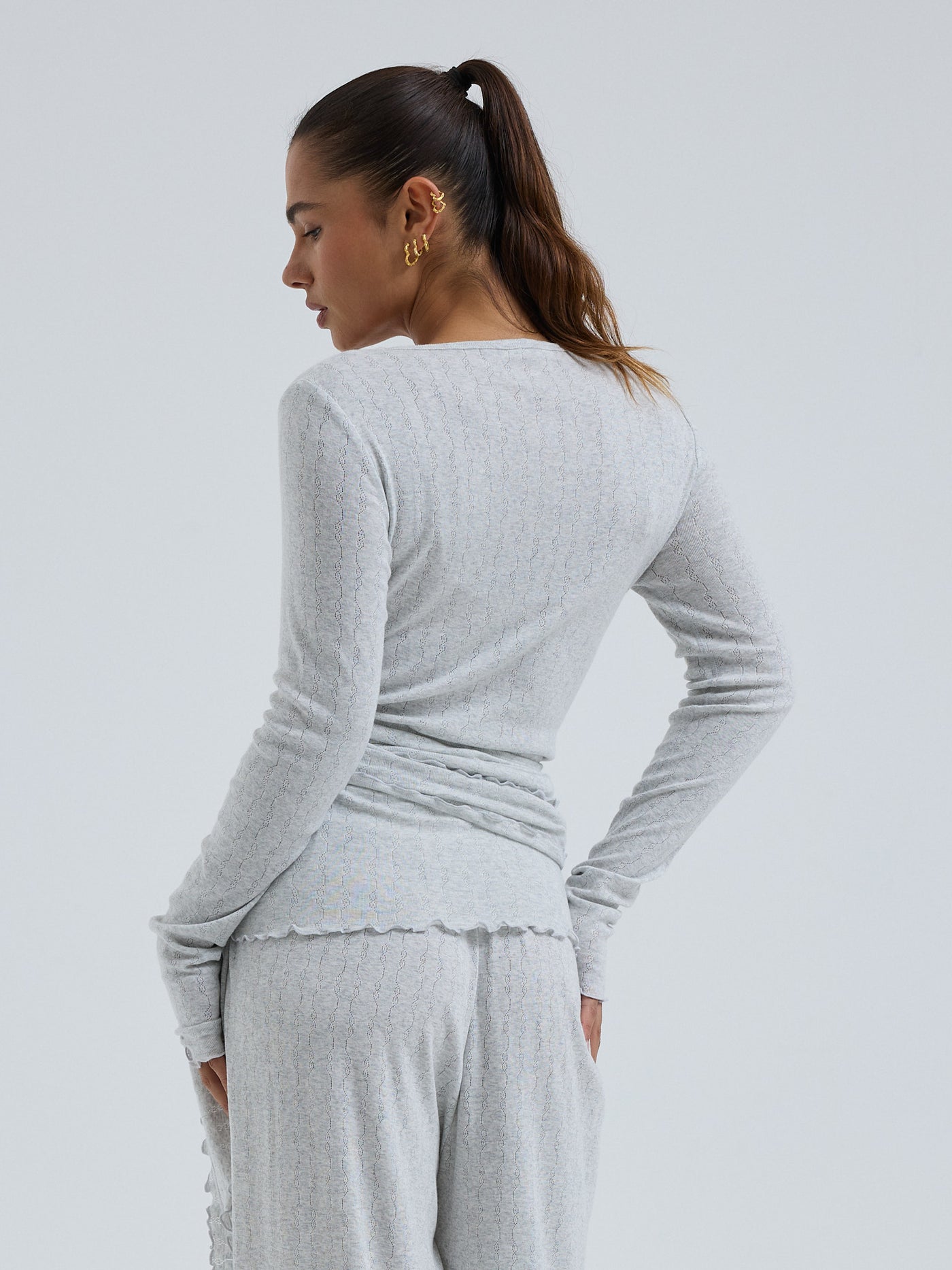 Alternative view of Seamless Basic Cardigan Jacquard Wrap grey melange