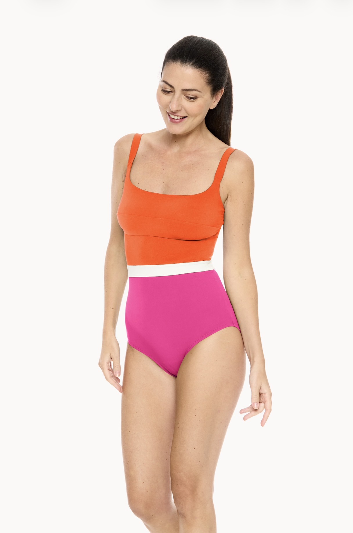 Nathalie Schweizer Badeanzug pink/weiss/mandarin