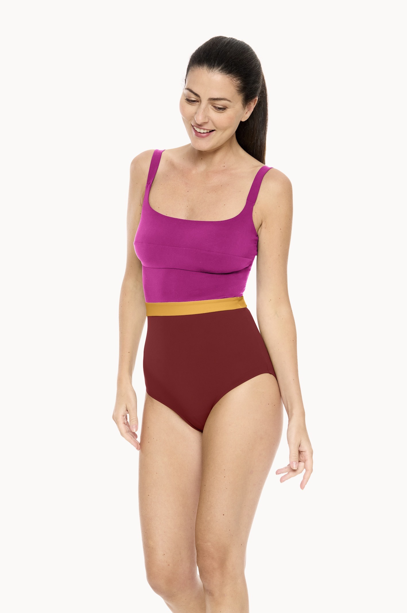 Nathalie Schweizer Badeanzug Line wein/sonne/pink