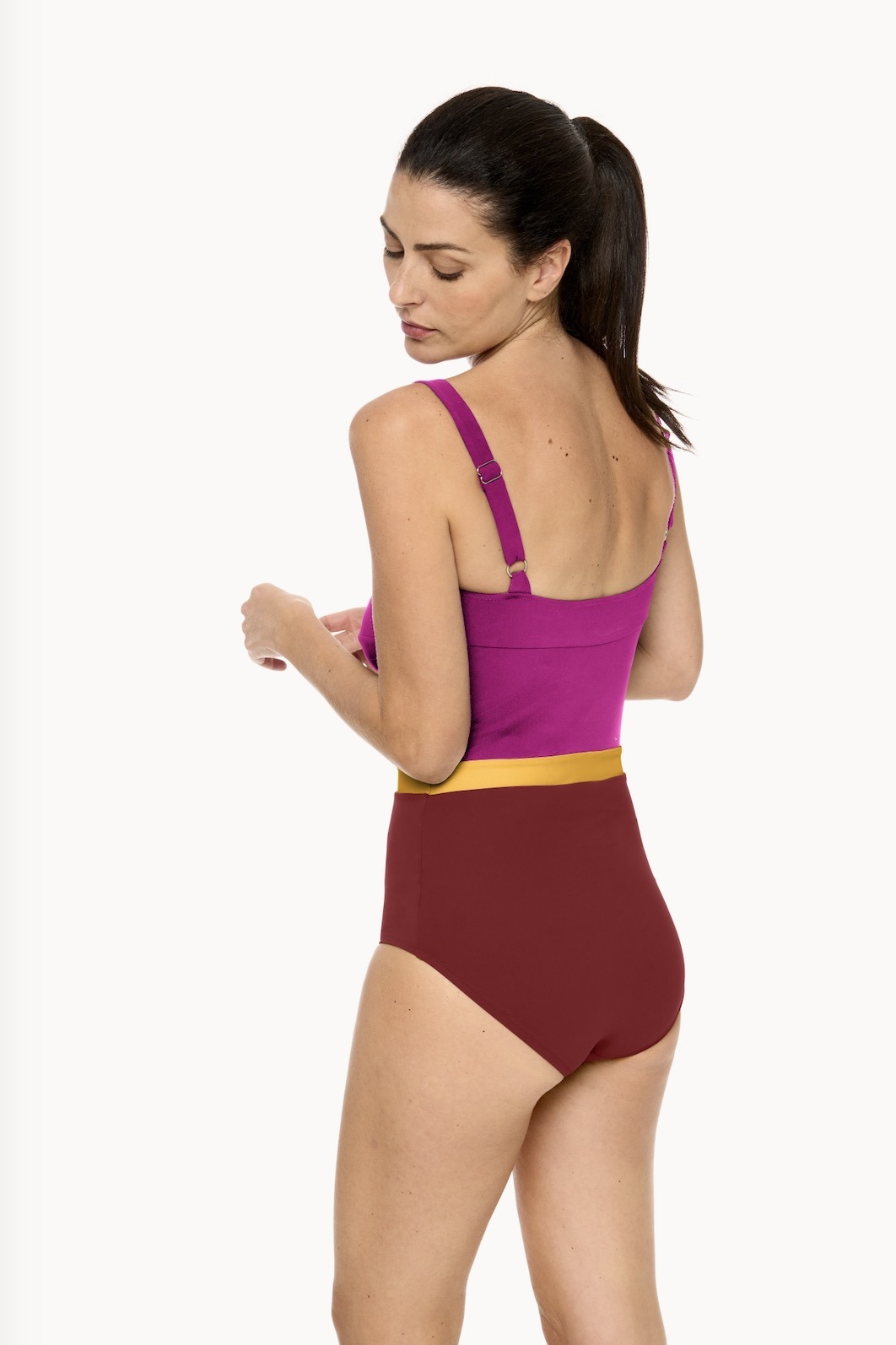 Alternative view of Nathalie Schweizer Badeanzug Line wein/sonne/pink