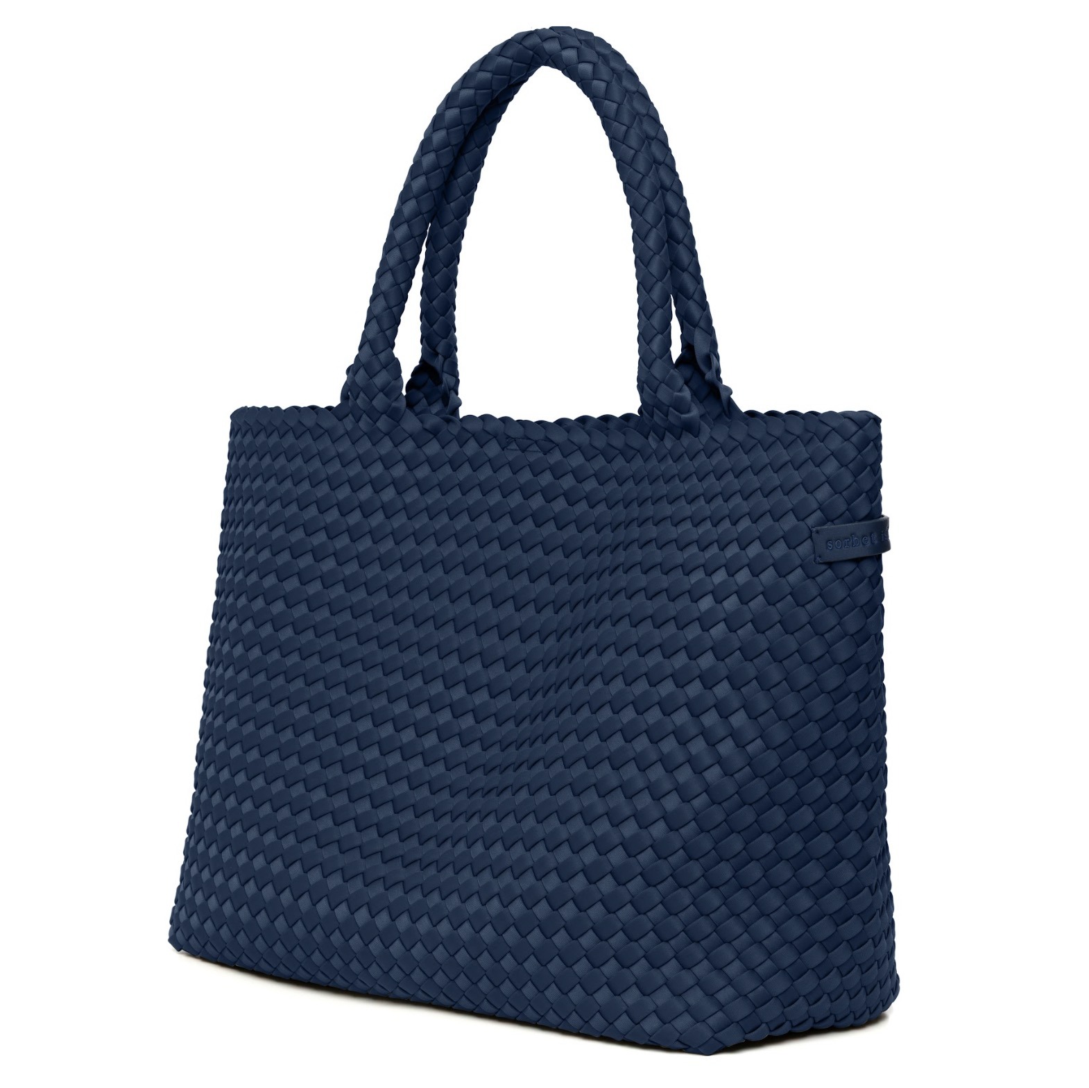Alternative view of Sorbet Island Handwoven Neoprene Tote Bag Large navy blue