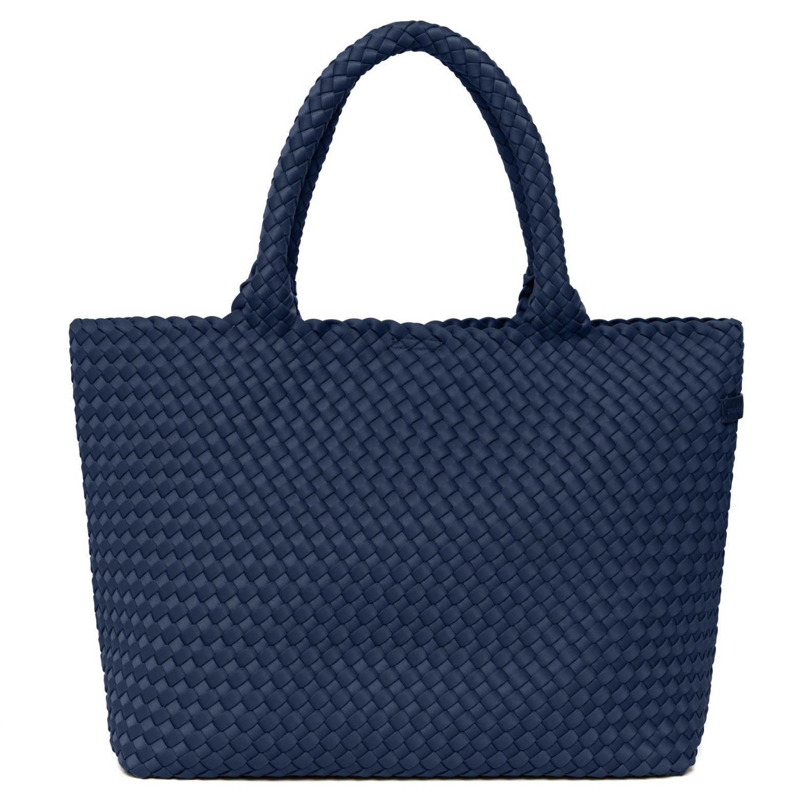 Sorbet Island Handwoven Neoprene Tote Bag Large navy blue