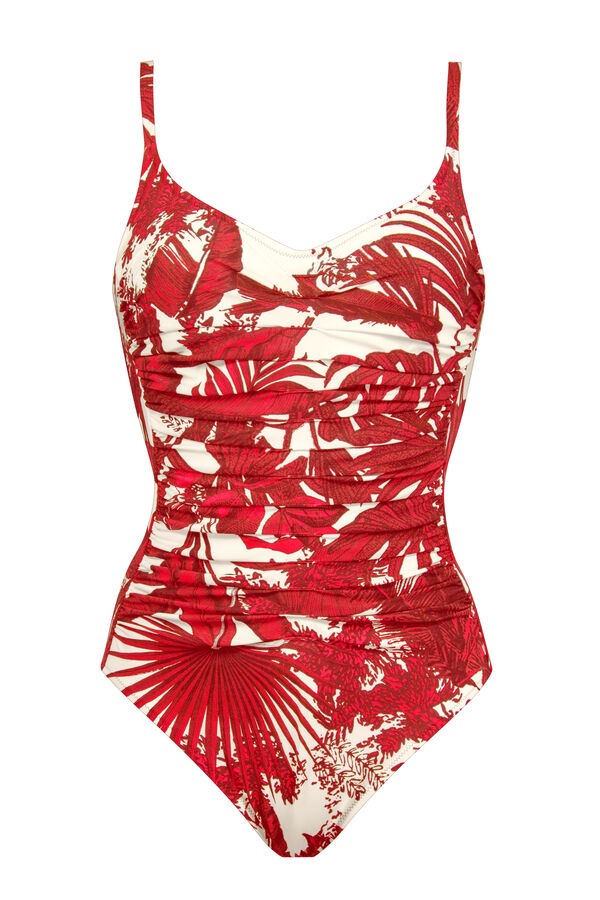 Maryan Mehlhorn Badeanzug Palmaria mit V-Ausschnitt creme rouge