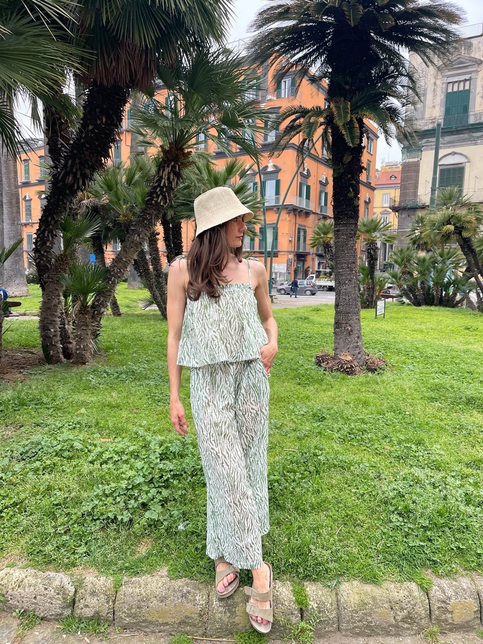 Le Chat Top Cotton Voile Bronzette zebra vert