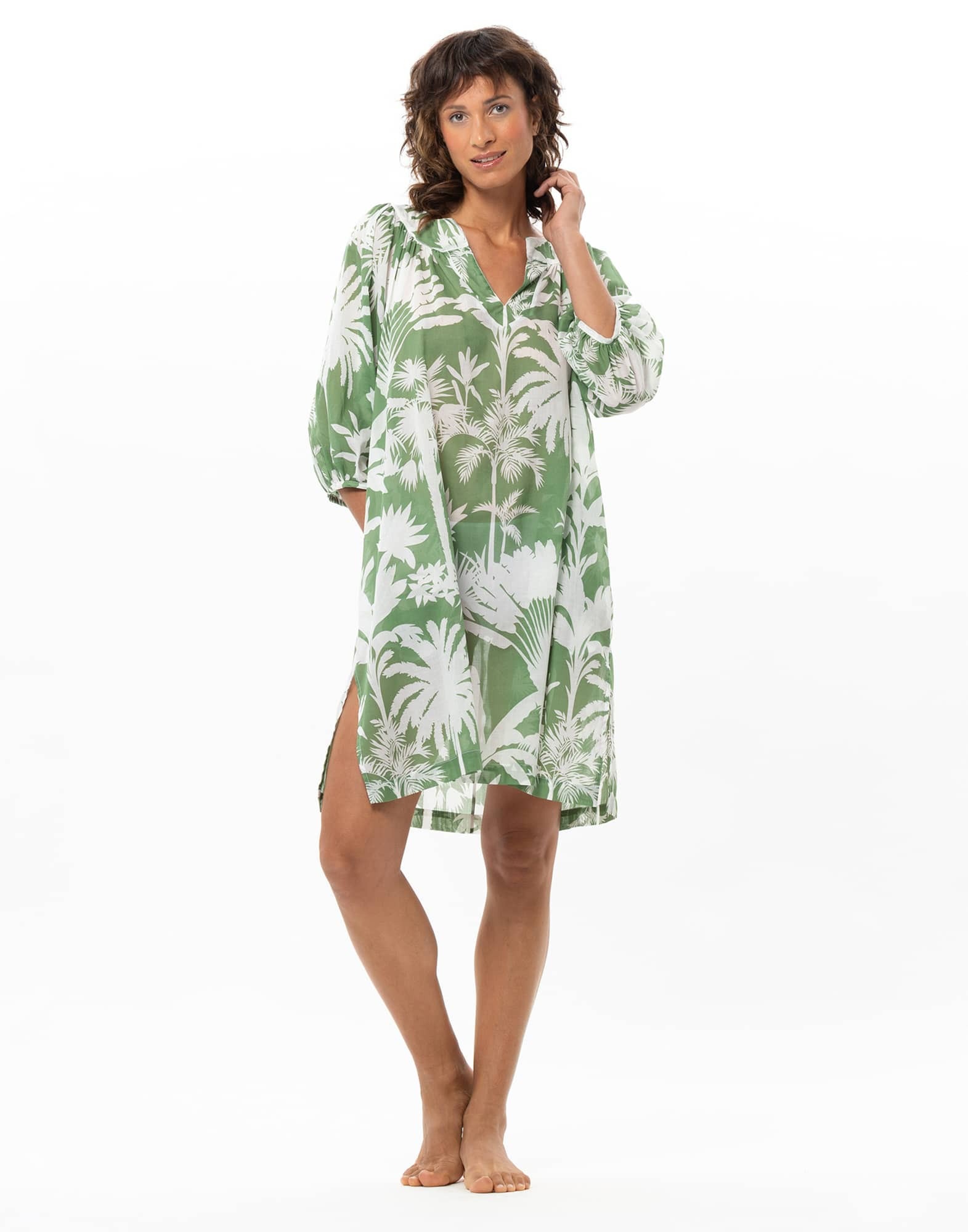 Le Chat Kaftan Cotton Voile Bronzette 240 feuillage