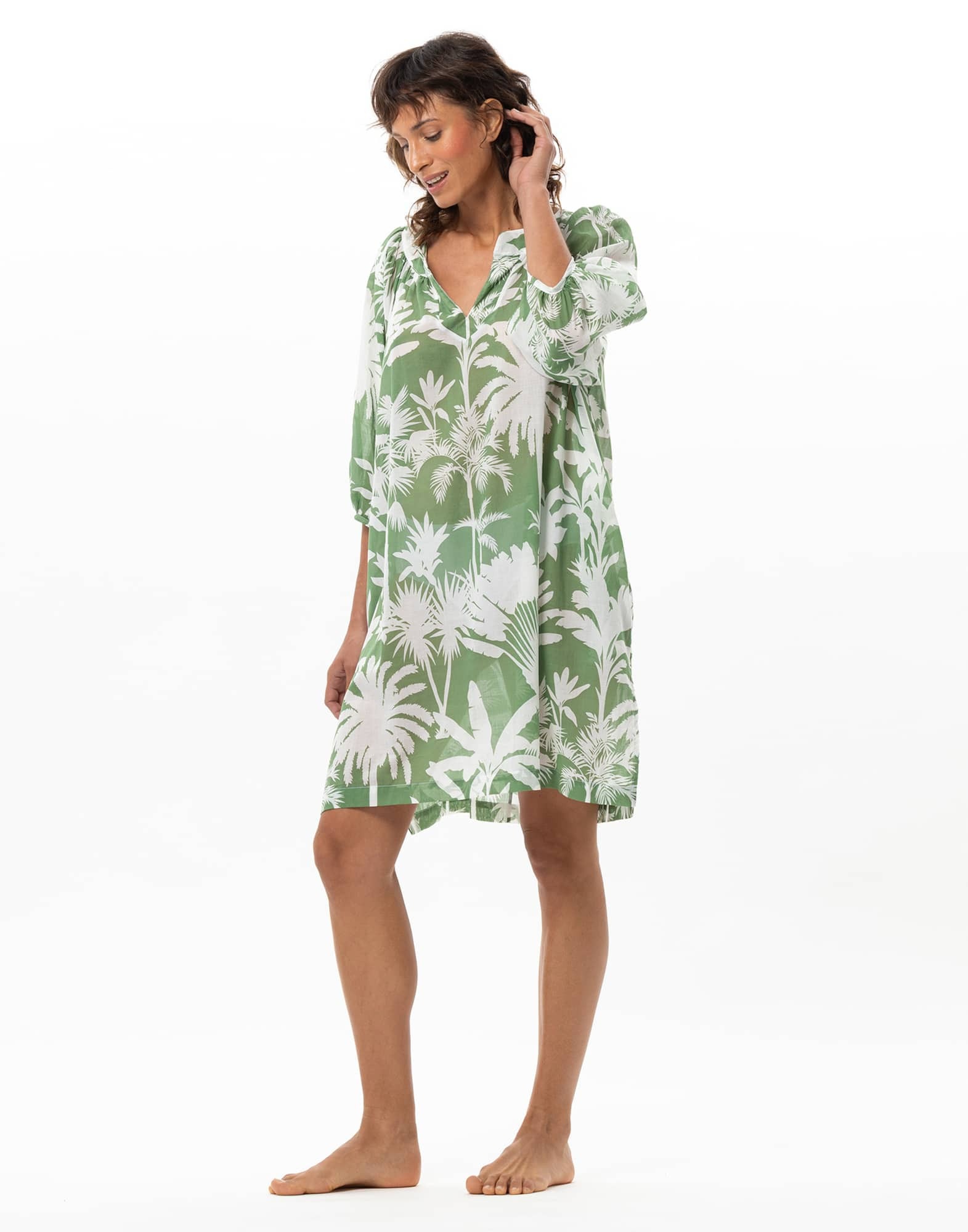 Le Chat Kaftan Cotton Voile Bronzette 240 feuillage – Bild 3