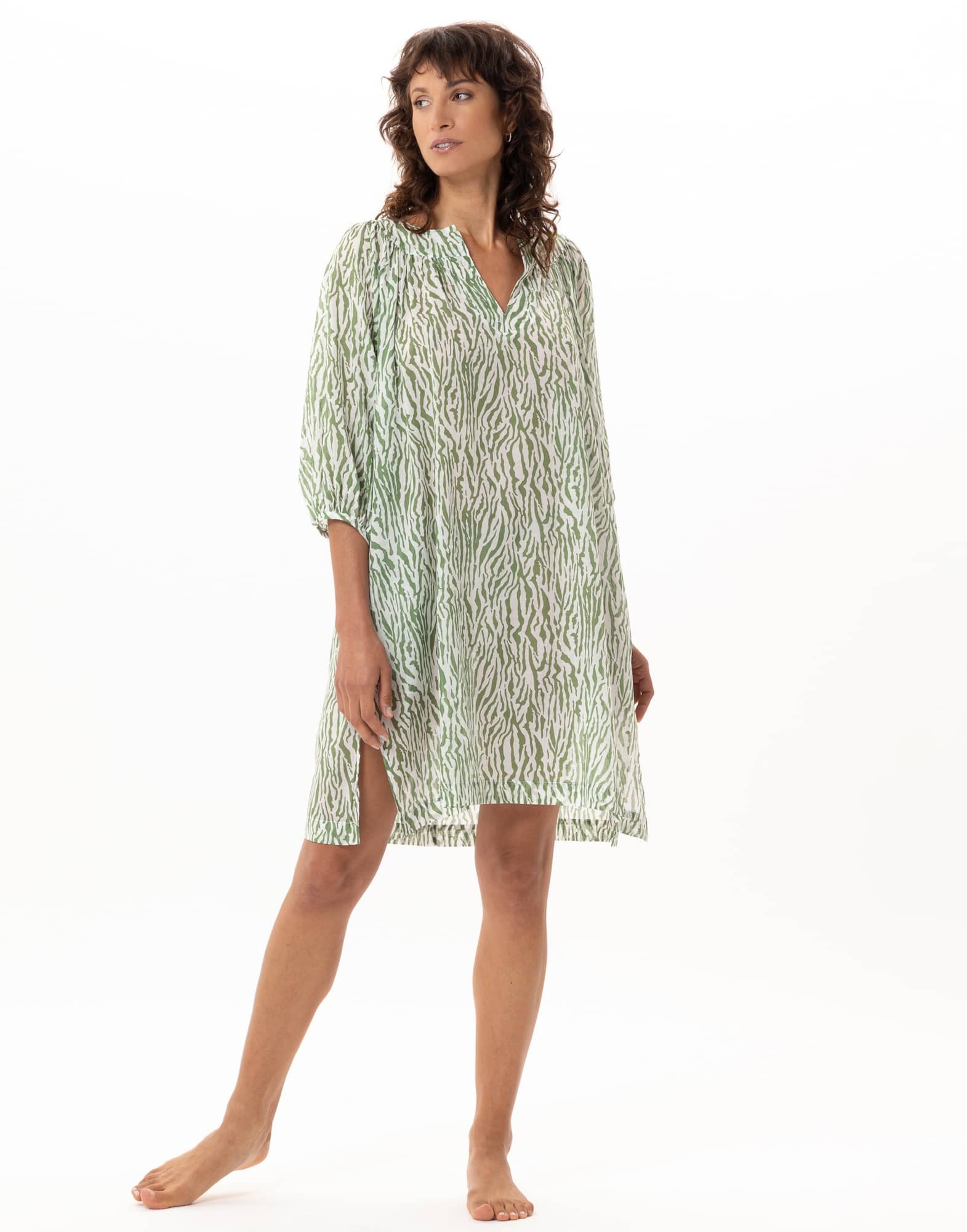 Le Chat Kaftan Cotton Voile Bronzette 240 zebre vert