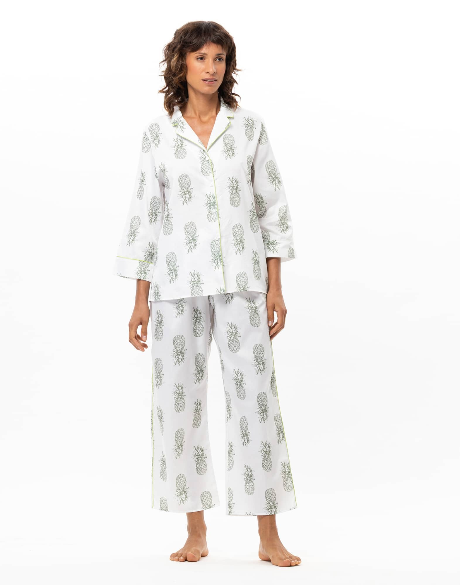 Le Chat Pyjama Acapulco Cotton Ananas blanc/vert