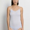 Hanro Spaghetti Top Cotton Seamless blue dove