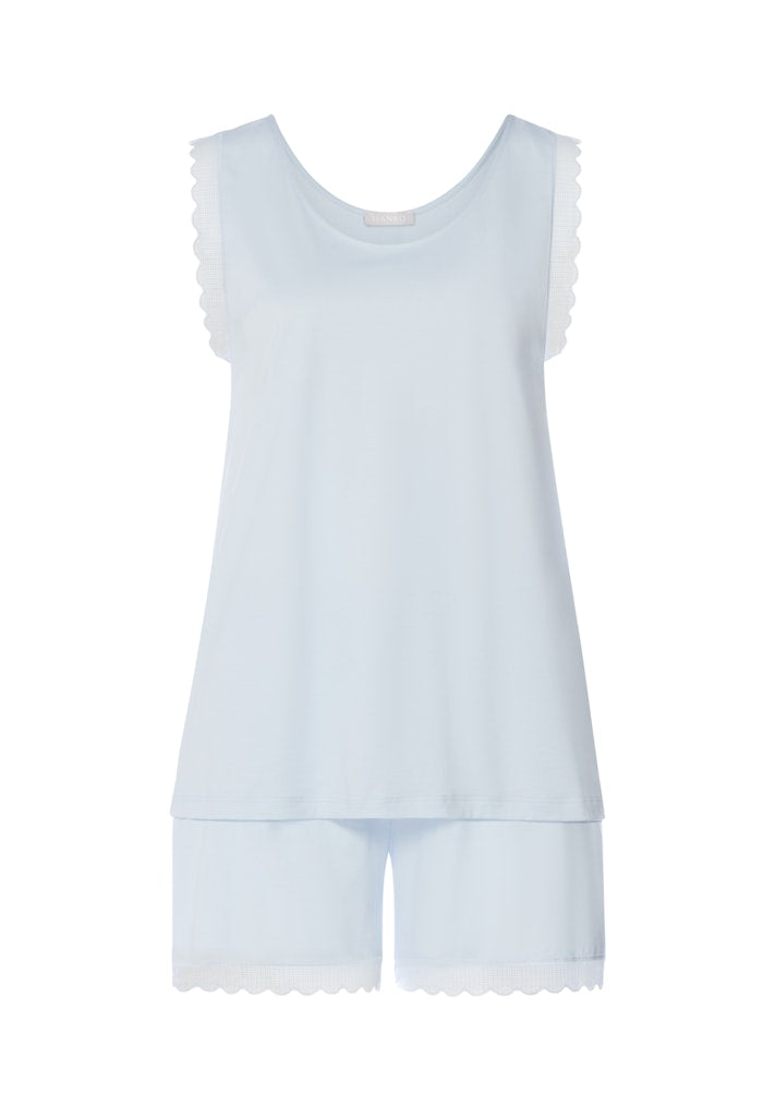 Hanro kurzer Pyjama ohne Arm Inaya watery blue – Bild 3