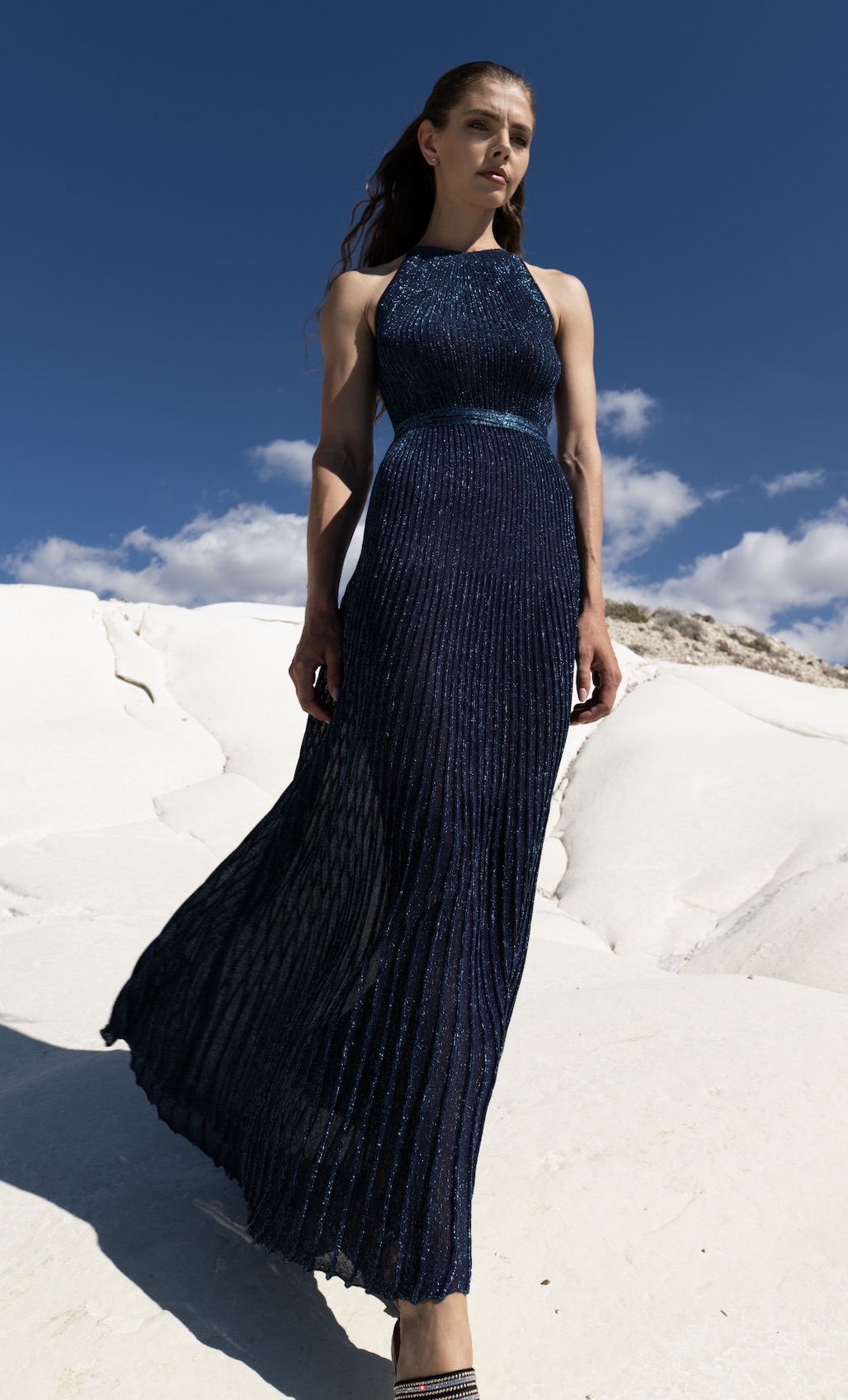 Mario Knitwer Dress Maxi petrol