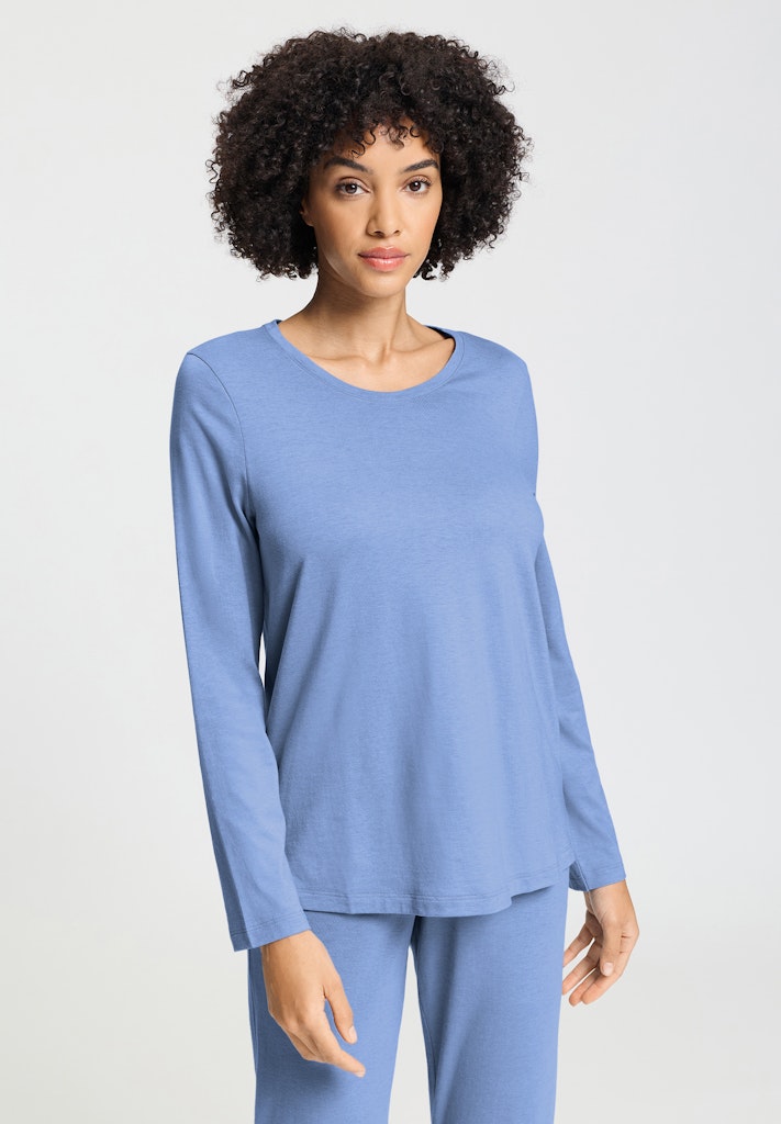 Hanro Shirt langarm Sleep and Lounge bluebird