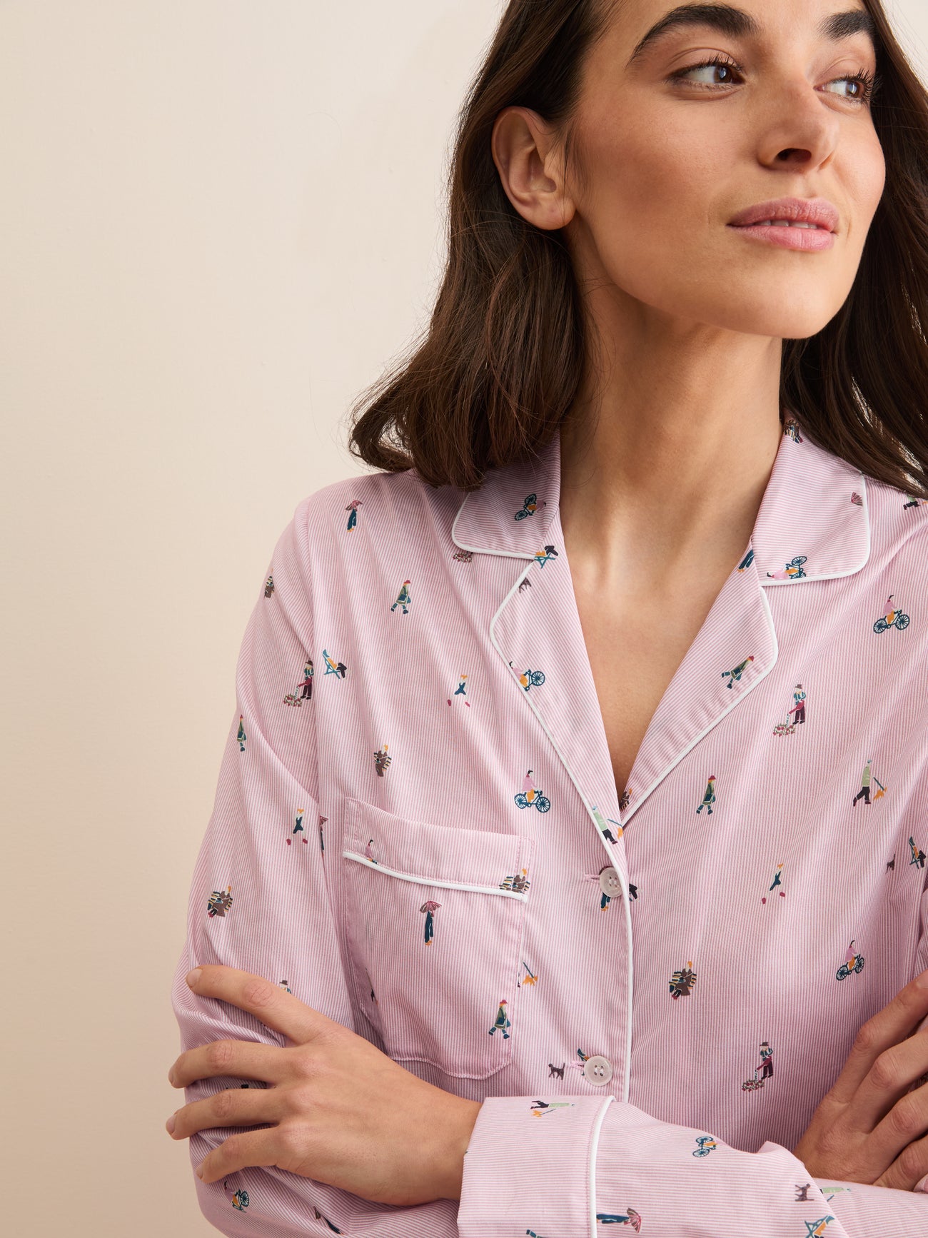 Derek Rose Pyjama Set People of London pink – Bild 3
