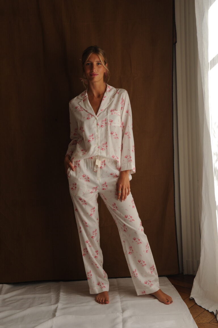 Lalide a Paris Pyjama Juliette rose/blanc