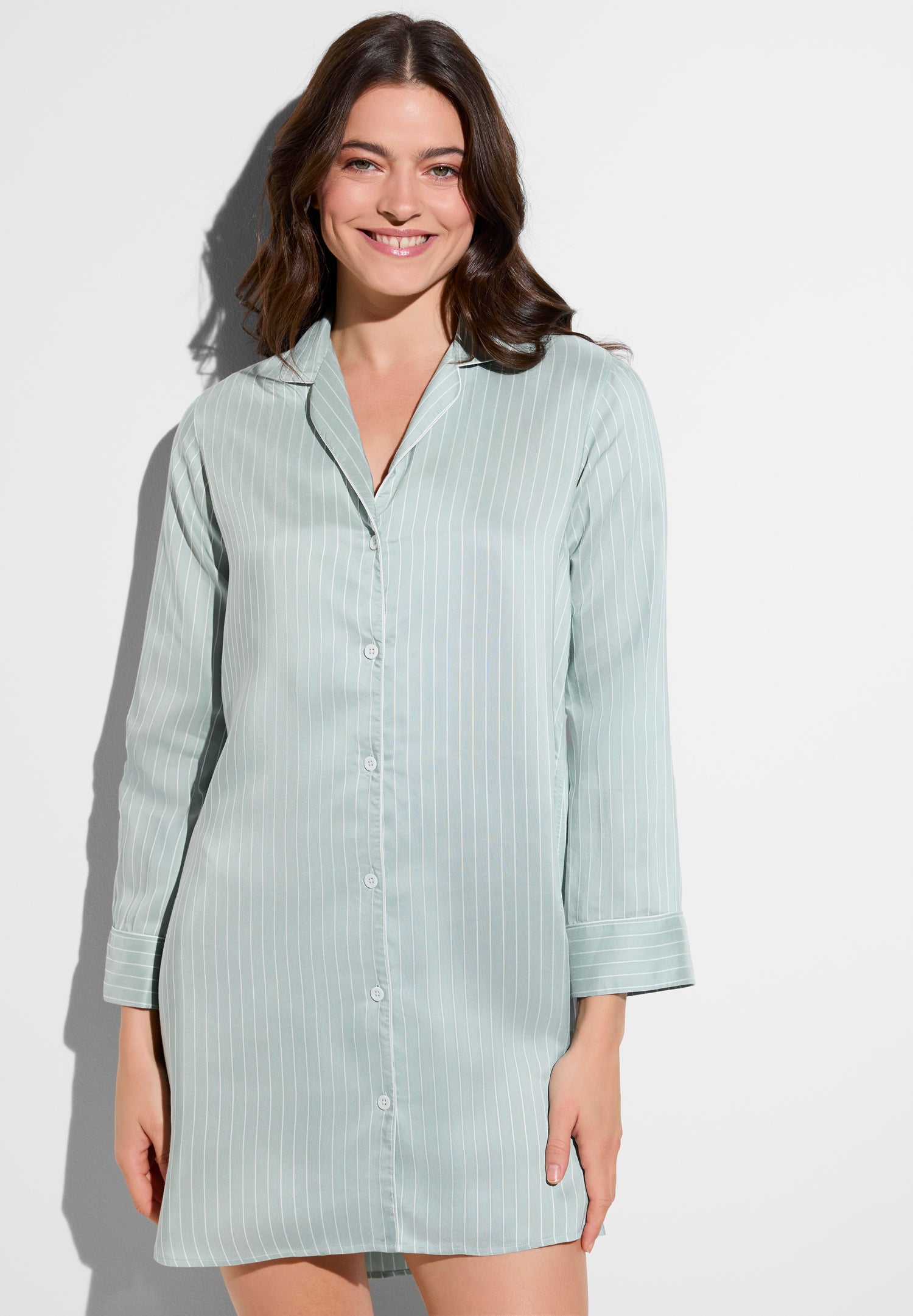 Zimmerli Sleepshirt Feminine Stripe sage stripes