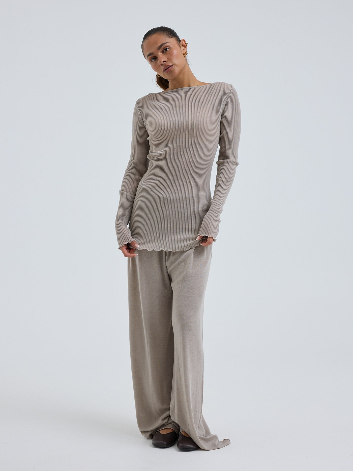 Seamless Basic Merino Oberteil Elegante beige