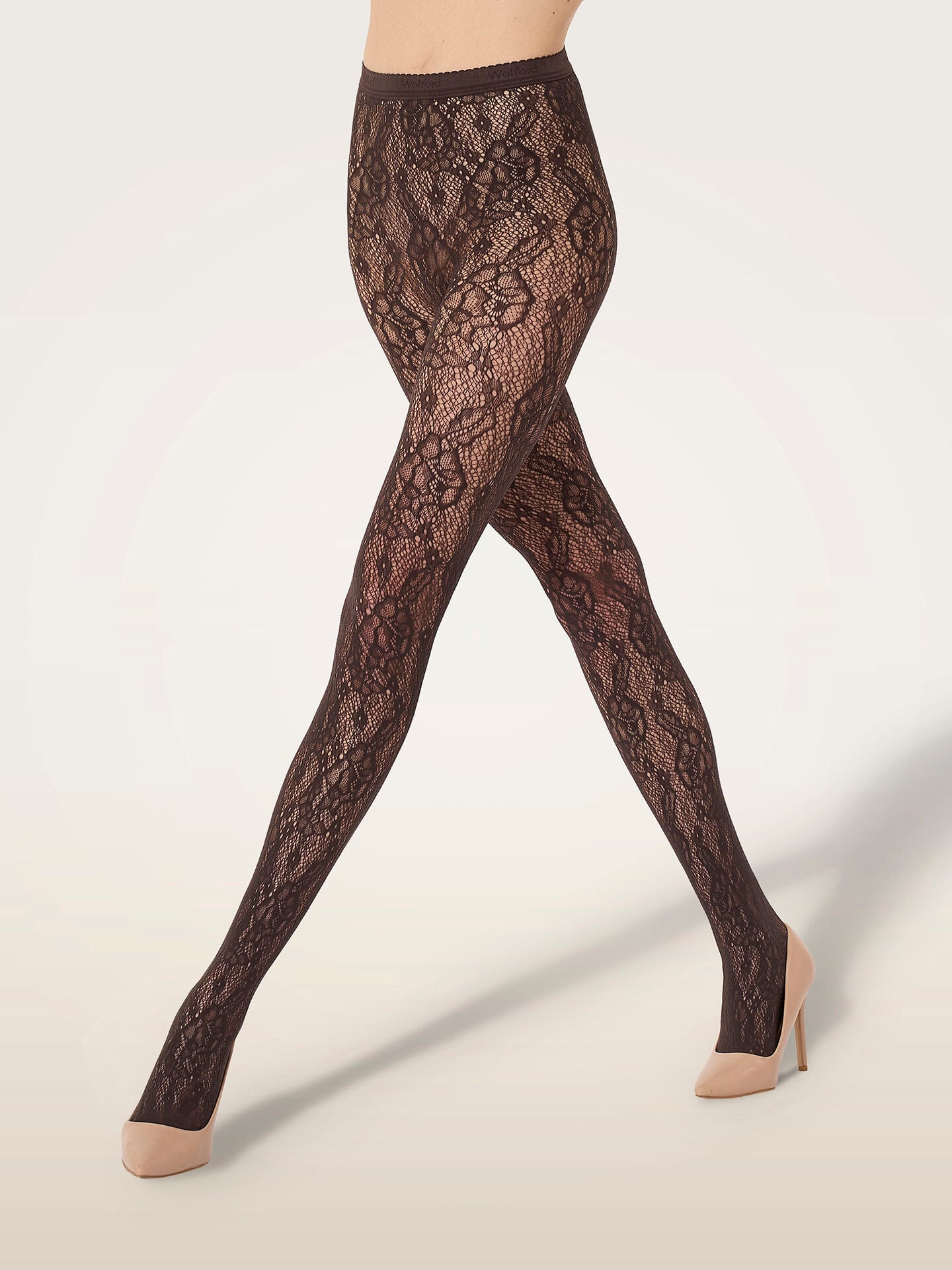 Wolford Tights Infinite Rose Net dark wood
