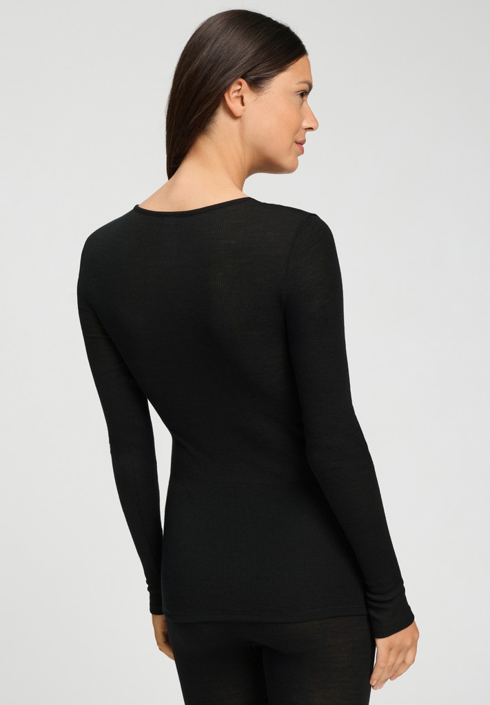 Alternative view of Hanro Shirt Woolen Lace black
