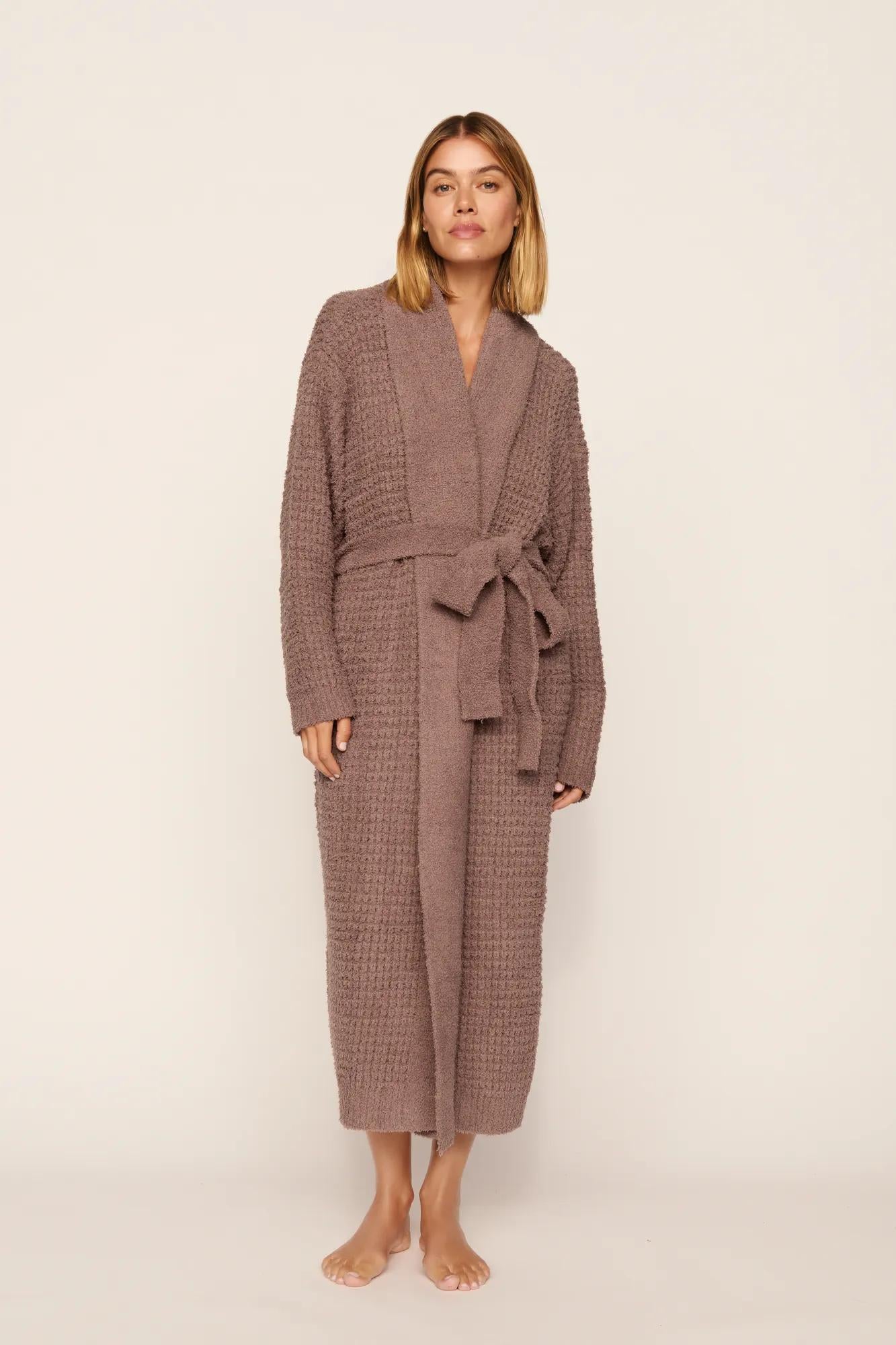 Eberjey Recycled Boucle Waffle Robe deep taupe