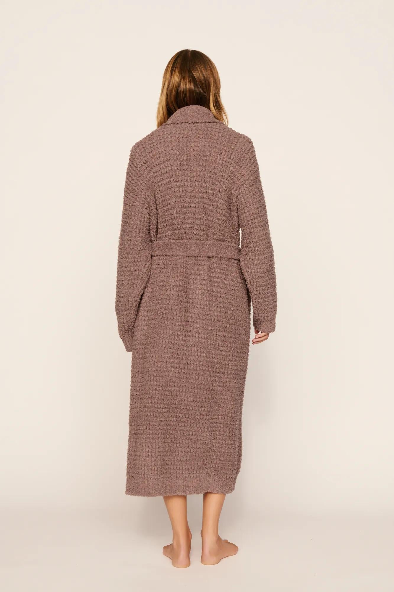 Alternative view of Eberjey Recycled Boucle Waffle Robe deep taupe